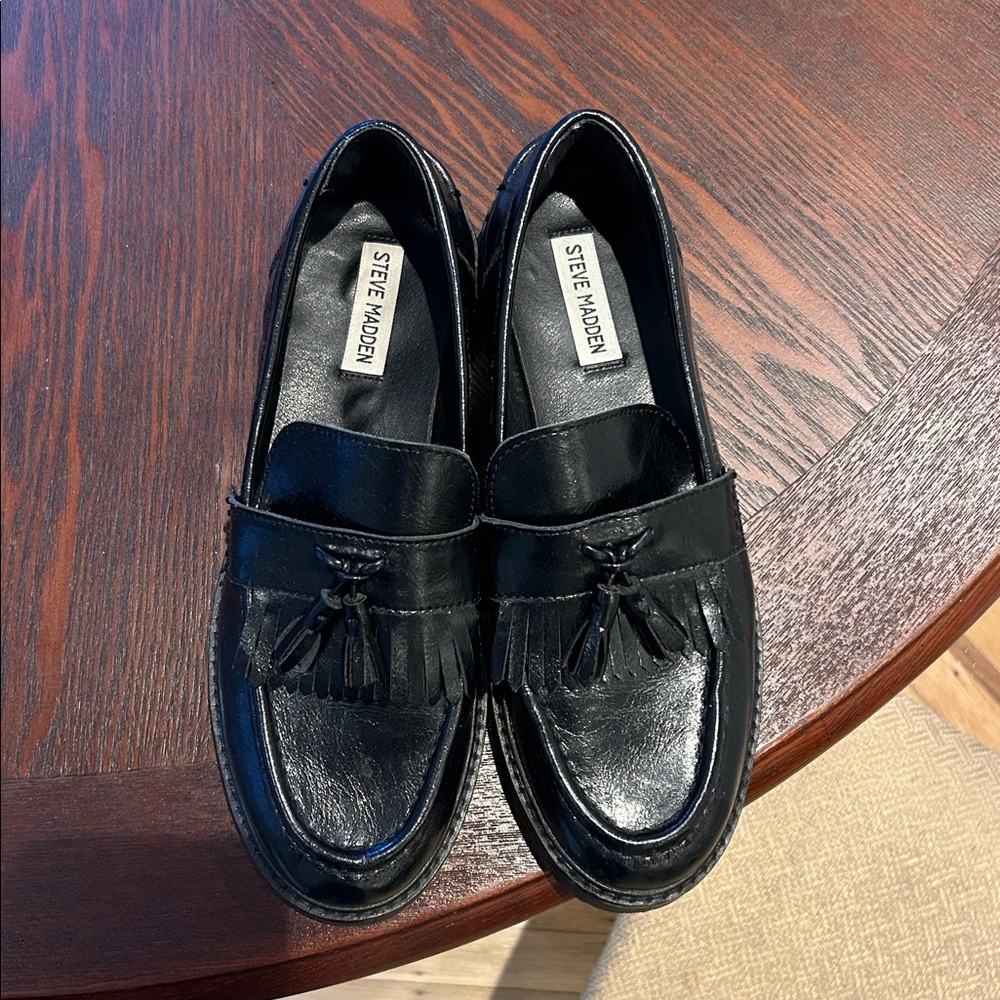 Steve Madden Patent Black Leather Loafers - Picture 3 of 3